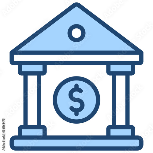 Central Bank Icon Lineal Blue Style