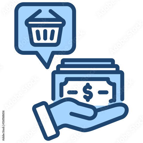 Purchasing Power Icon Lineal Blue Style