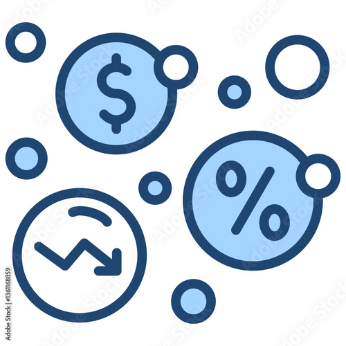 Financial Bubble Icon Lineal Blue Style
