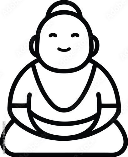 Arhat single outline icon on white background.