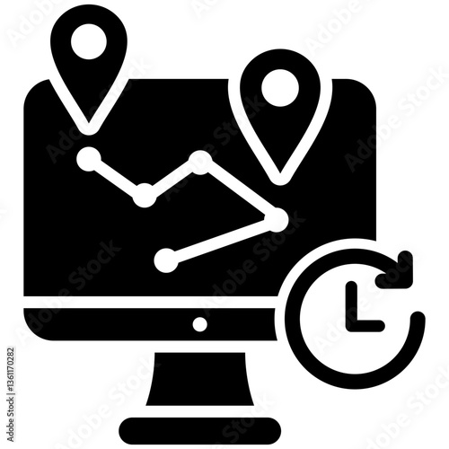 Realtime Monitoring Icon Black Style