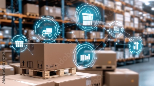 Automated warehouse logistics with efficient storage packaging and shipping solutions for ecommerce distribution