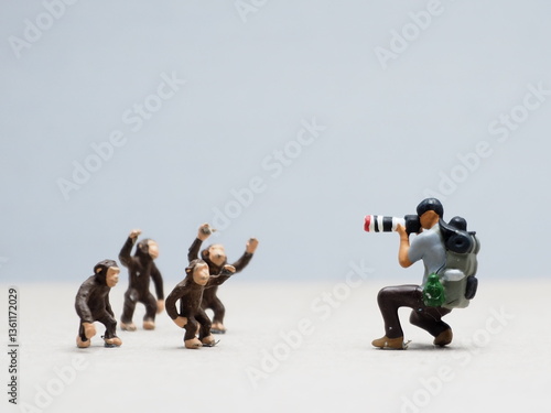Photography Mini toy of action figure at table with blurred background