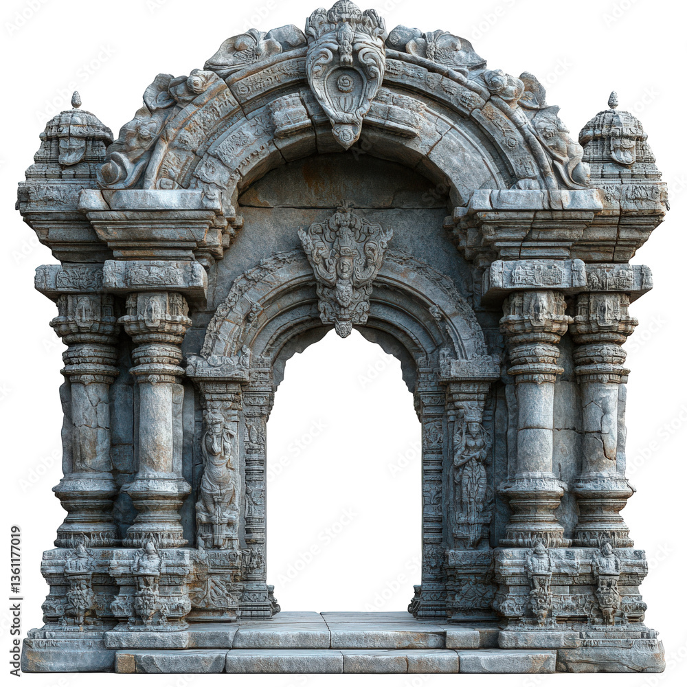 Obraz premium Ornate stone gateway evocative of ancient temple architecture design