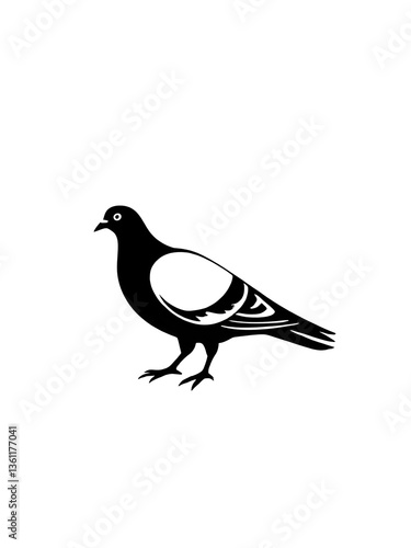 Pigeon bird illustration icon, black silhouette vector