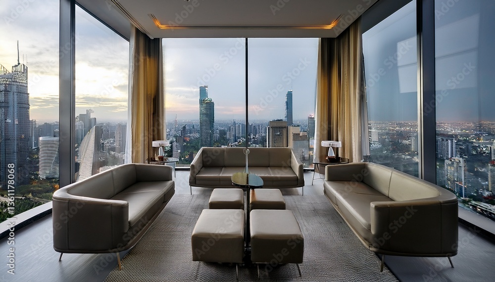 Fototapeta premium A business lounge with a striking modern interior