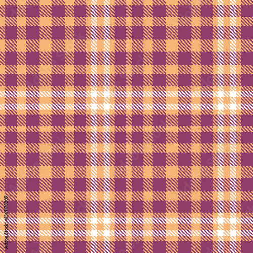 Warm Peach Seamless Tartan with Deep Bruise accents Textile Design