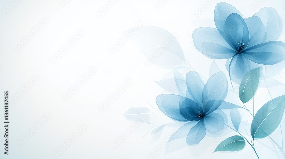 Fototapeta premium Vibrant blue flowers on pristine white background, a stunning floral display for spring