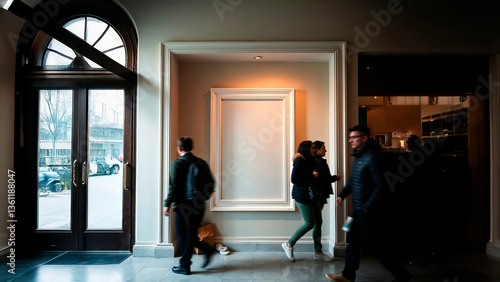 room with a blank frame on the wall