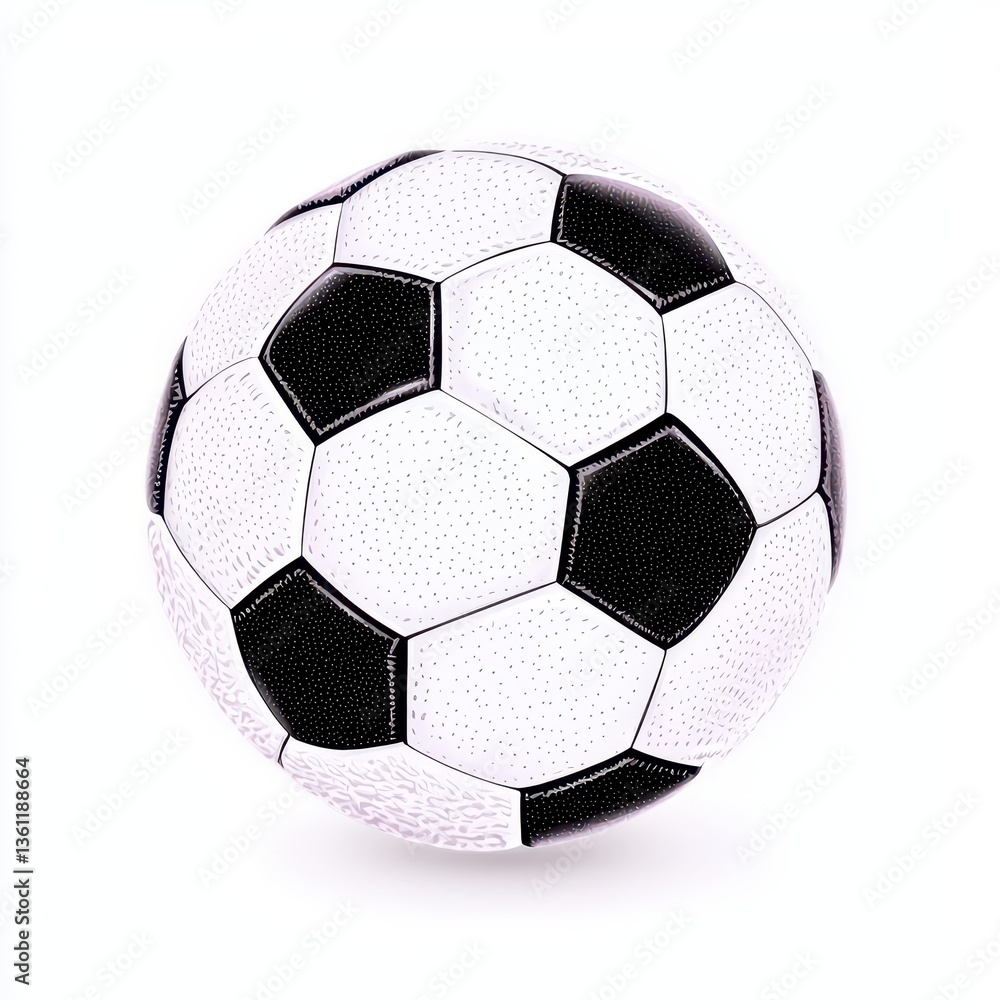 Fototapeta premium Classic Black and White Soccer Ball on White Background