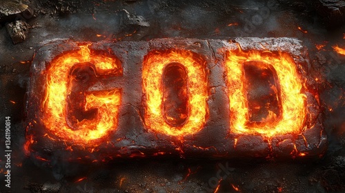 Fiery Divine Inscription: God in Molten Rock