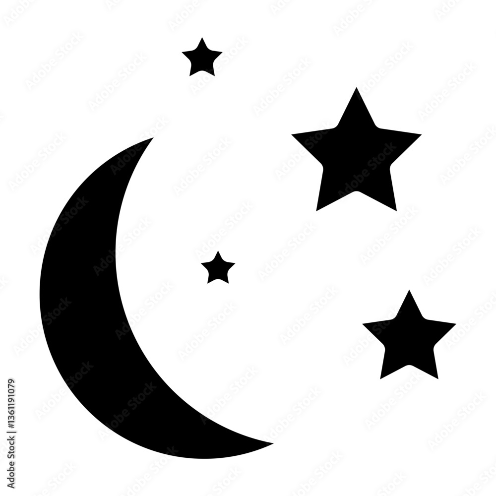 Starry Night Vector Glyph Icon Design Starry Night Vector Glyph Icon Design