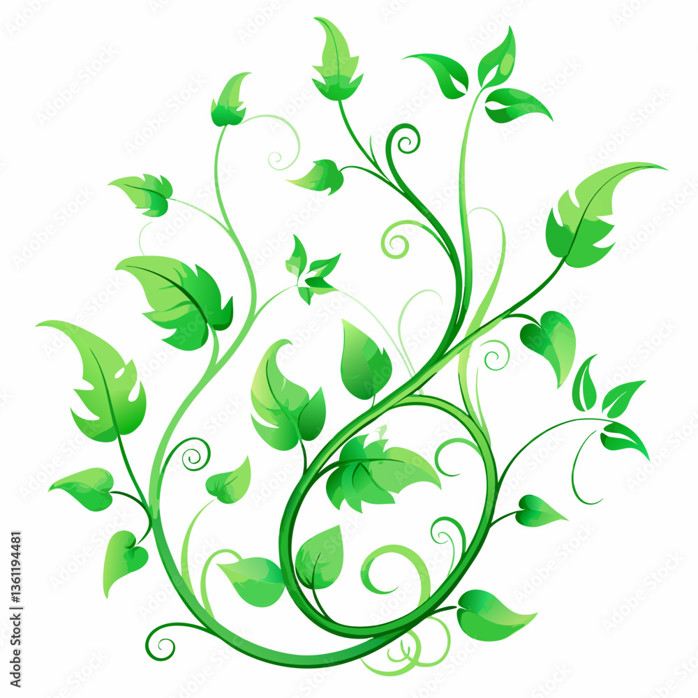 legant Green Floral Design Swirling Vines and Vibrant Leaf Patterns legant Green Floral Design Swirling Vines and Vibrant Leaf Patterns