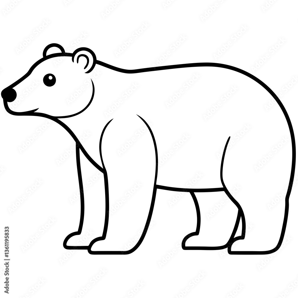 Minimalist Polar Bear Illustration in Black and White Line Drawing Minimalist Polar Bear Illustration in Black and White Line Drawing