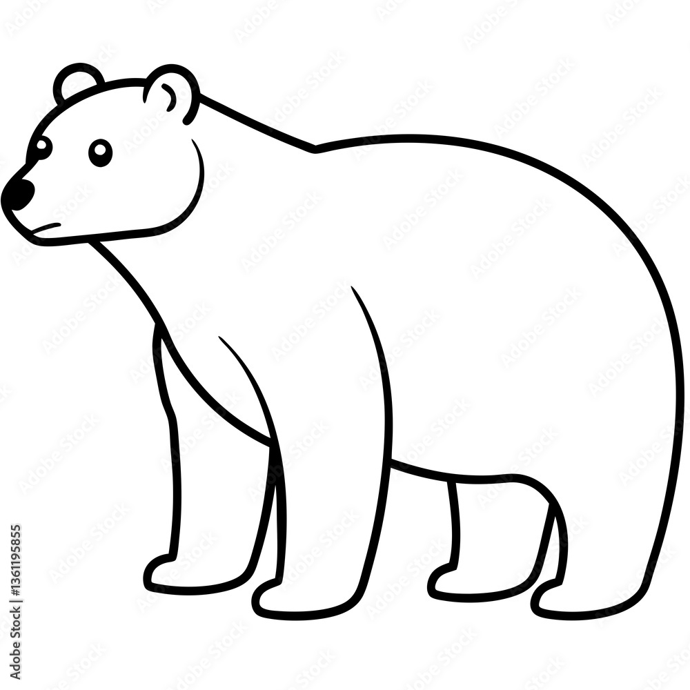 Minimalist Polar Bear Illustration in Black and White Line Drawing Minimalist Polar Bear Illustration in Black and White Line Drawing