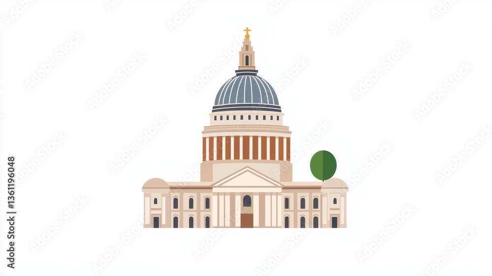 Obraz premium A captivating view of majestic dome architecture and serene tree in harmony