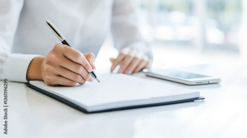 professional sales or marketing setting close-up of person writing in notebook professional sales or marketing setting close-up of person writing in notebook