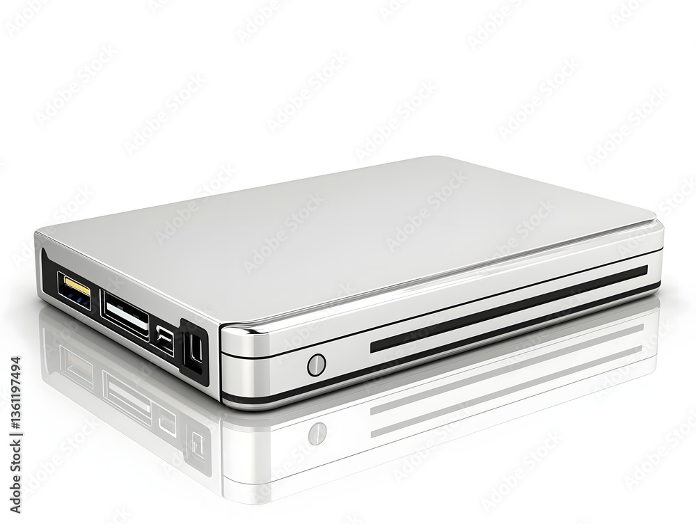 Slim and Modern External Hard Drive Placed on White Background Digital Storage Concept Slim and Modern External Hard Drive Placed on White Background Digital Storage Concept