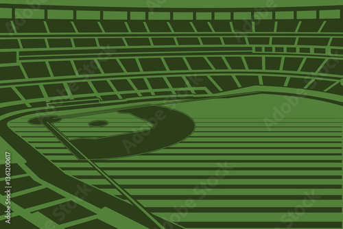 Baseball Arena Field Stadium Outline Silhouette  Vector