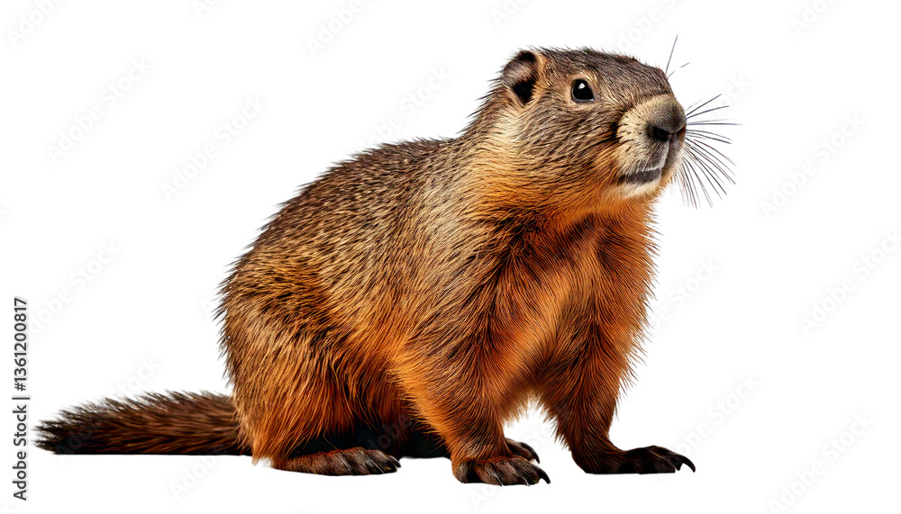 Fototapeta premium Marmot isolated on transparent white background. 