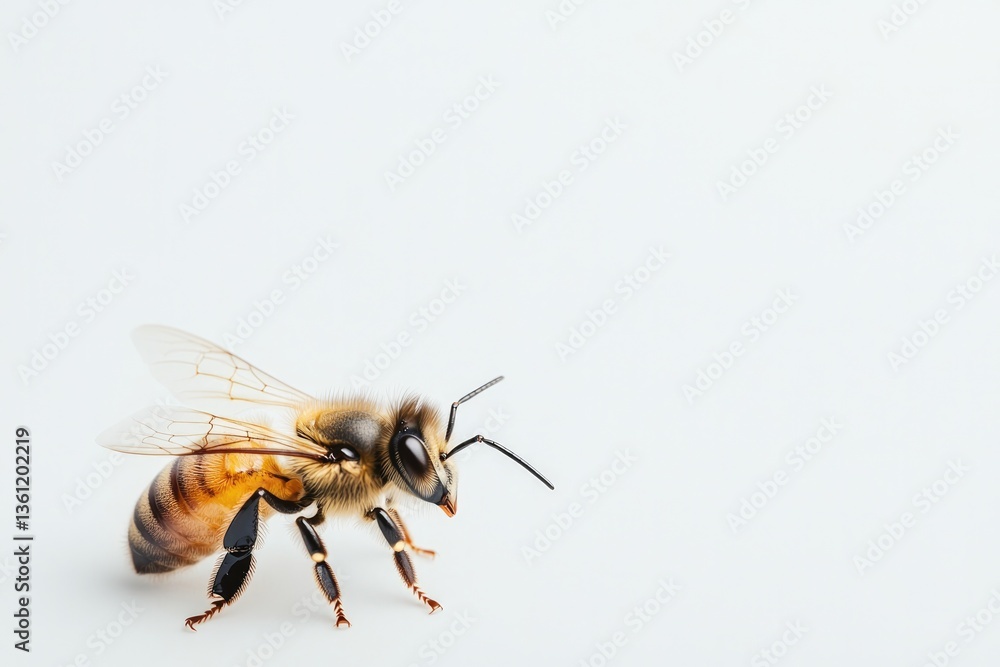minimalistic stock photo of single honeybee silhouette against smooth white background symbolizing simplicity and importance minimalistic stock photo of single honeybee silhouette against smooth white background symbolizing simplicity and importance