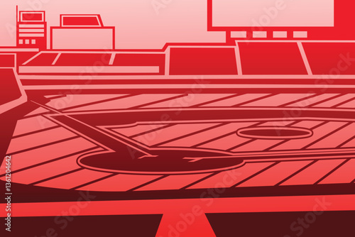 Baseball Arena Field Stadium Outline Silhouette  Vector