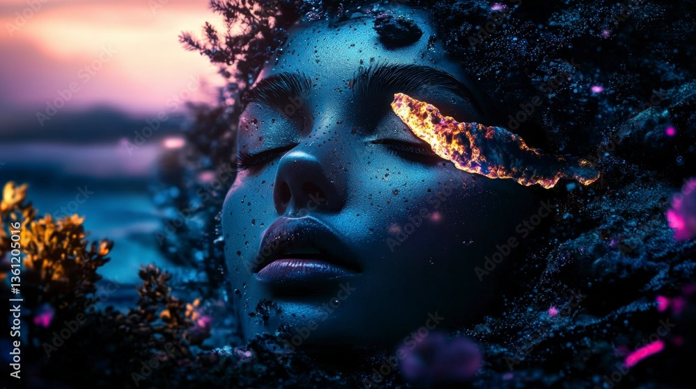 Surreal Woman Face Glowing Lava Dark Fantasy Art High Resolution Surreal Woman Face Glowing Lava Dark Fantasy Art High Resolution