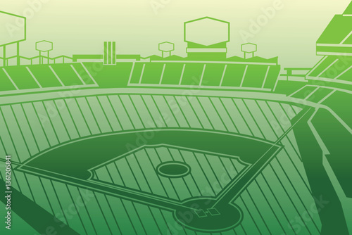 Baseball Arena Field Stadium Outline Silhouette  Vector