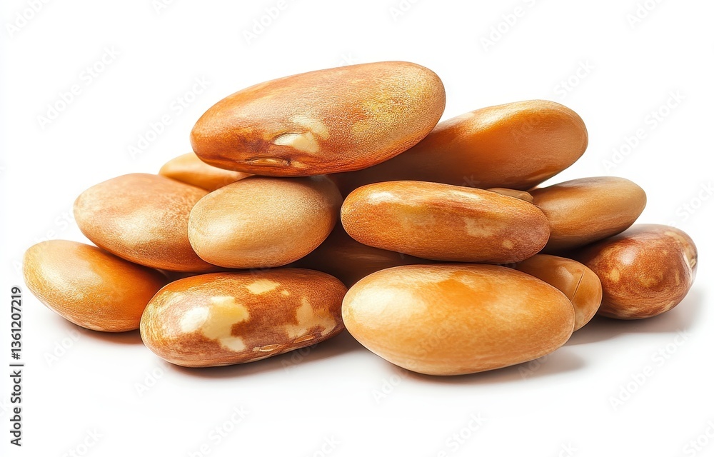 Fototapeta premium Pile of Light Brown Seeds on White Background