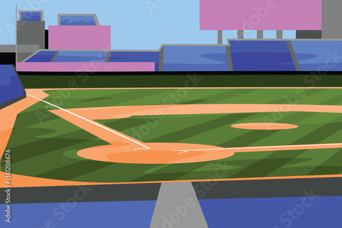 Baseball Arena Field Stadium Colorful Vector