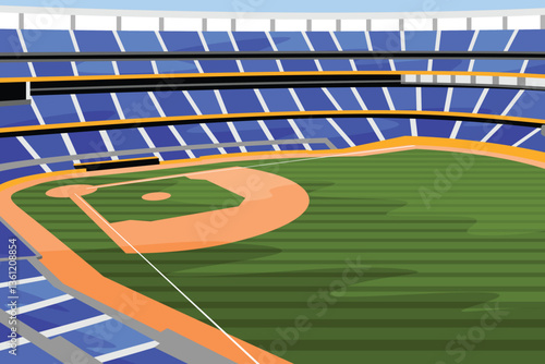 Baseball Arena Field Stadium Colorful Vector