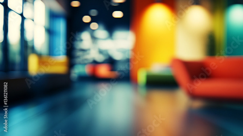 Wallpaper Mural Abstract blurred view of colorful interior with sofas and lighting in a modern office space Torontodigital.ca