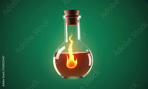 Green screen footage of an enchanted potion bottle emitting a soft luminescent glow, perfect for fantasy effects and visual compositions