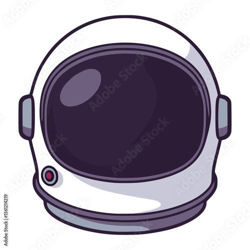 purple and white astronaut helmet space safety protect flat color vector illustration template design