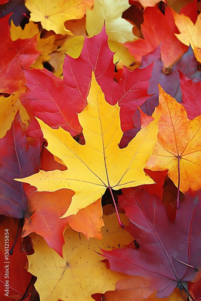 Fototapeta premium Colorful Maple Leaves in Autumn Fall Season Natural Background
