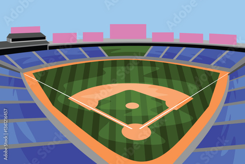 Baseball Arena Field Stadium Colorful Vector