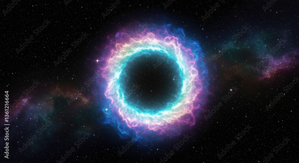 Fototapeta premium Celestial Ring Nebula Cosmic Energy Vortex in Deep Space Starry Background