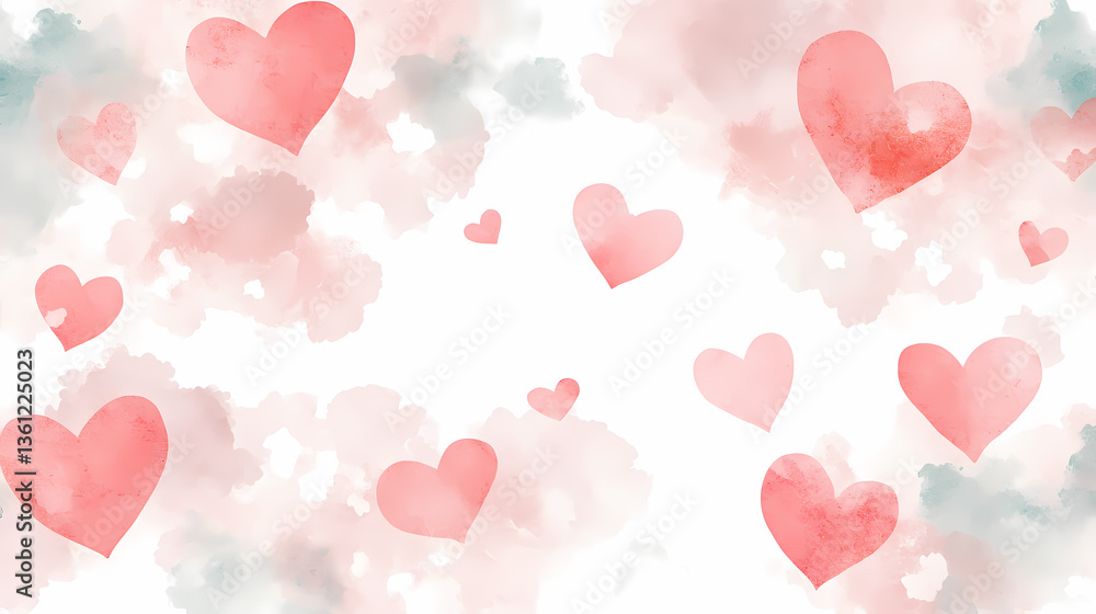 Romantic Watercolor Hearts Pattern Romantic Watercolor Hearts Pattern