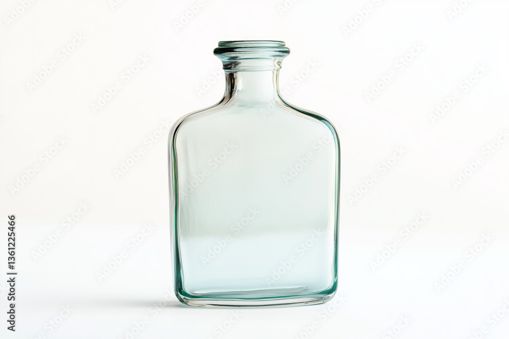 Empty glass bottle isolated on white background, Selective focus luxury bottle shape for liquor and perfume. Empty glass bottle isolated on white background, Selective focus luxury bottle shape for liquor and perfume.
