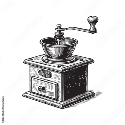 coffee grinder engraving vector illustration