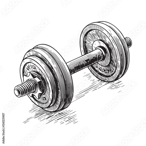 Dumbbell  engraving vector illustration