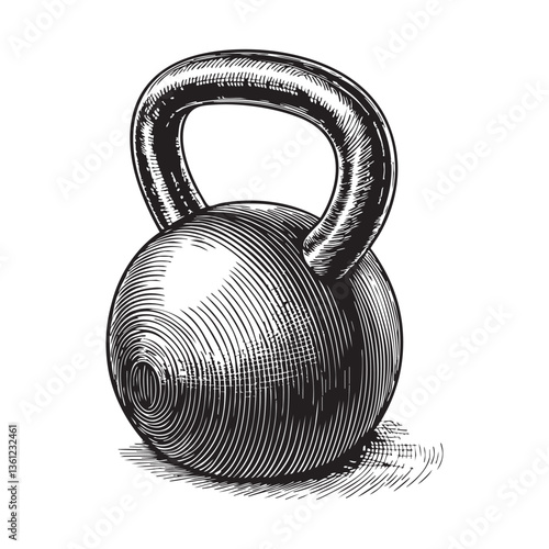 Kettlebell  engraving vector illustration