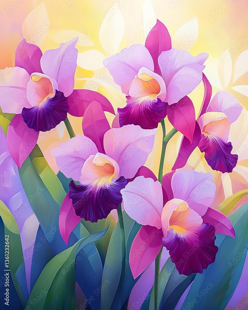 custom made wallpaper toronto digitalVibrant orchids bloom in hues of pink and purple, creating a stunning floral display.