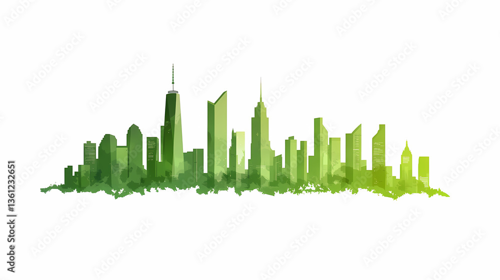 Fototapeta premium Green Skyline of New York City