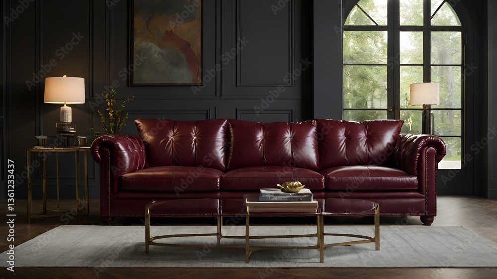 Fototapeta premium Elegant deep burgundy sofa