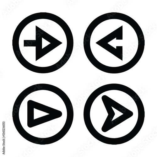 Free Download Black Circular Arrow and Play Button Icons – Directional UI Symbols for Web, App, and Media Interfaces - GFXLoad