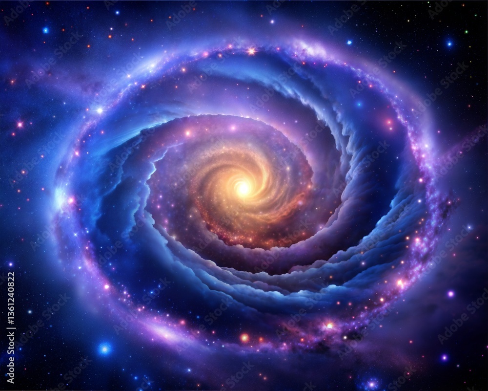 Obraz premium Spiral Galaxy in Space with Abstract Nebula and Stars background.