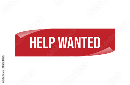 Red banner help wanted isolated on white background.