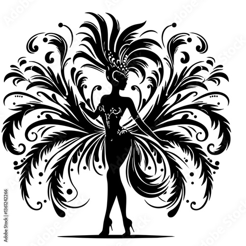 black silhouette woman dancer Brazil carnival
