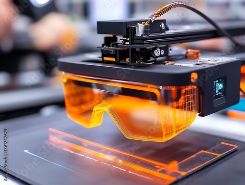 A 3D printer creating a smart helmet for augmented reality